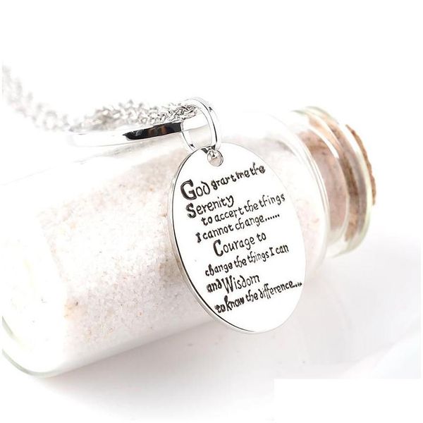 Pendentif Colliers Estampillé à la main Bible anglaise Serenity Prière Charm Collier Femmes Hommes Bijoux Arbre de vie Charms Colliers1359908 D Otlcw