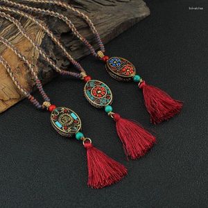 Hanger Kettingen Hand Geweven Boheemse Kwastje Vintage Ketting Enthic Lange Handgemaakte Nepal Vrouwen Hangers Sieraden Geschenken