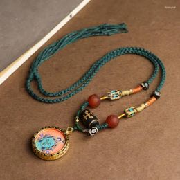 Colliers pendentifs tissés à la main de style ethnique tibétain, collier de perles d'agate ancienne, corde Thangka, corde Zakiram, accessoires rétro