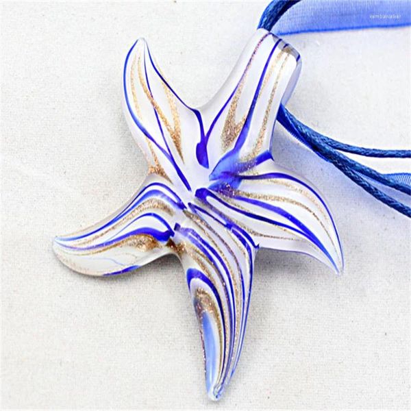 Collares colgantes hechos a mano 3D colorido estrella de mar estrella esmalte murano murano cristal animal para collar de mujer joyería fina