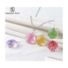 Pendentif Colliers À La Main Fleur Séchée Collier En Verre Colorf Bijoux De Mode Pour Femmes Filles Cadeau Wholesalez Drop Delivery Pendentifs Dhrqm