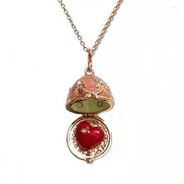 Pendentif Colliers Fait à la main Émail Fabergé Easter Egg Bijoux Collier Antique Bronze Médaillon Cristal Coeur À L'intérieur Cadeau Pour Les Filles