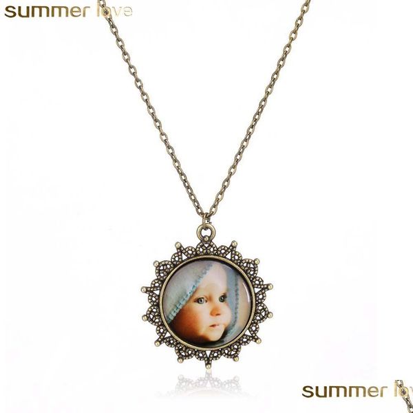 Pendentif Colliers À La Main En Verre Cabochon Mignon Bébé Maman Amour Collier Rétro Bronze Chaîne Pour Les Femmes En Gros Bijoux Cadeaux Drop Del Dhyxf