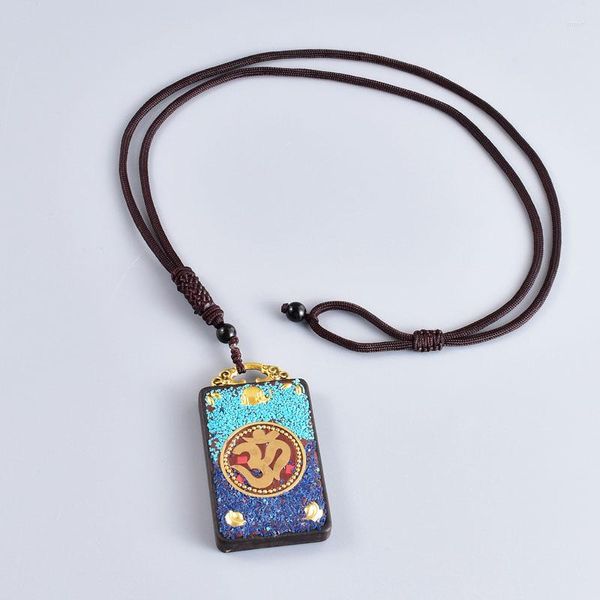 Pendentif Colliers À La Main Chanceux Corde Népal Bois Collier Bouddhisme Tibétain Bijoux Vintage Amulette OM Ethnique Unique Cadeau Spirituel