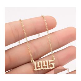 Pendentif Colliers Fait à la main personnalisé année numéro personnalisé naissance collier initial pendentifs pour femmes filles bijoux spécial 1980 goutte Otl2N