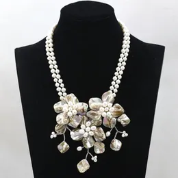Pendentif Colliers Collier de perles de mariage fait à la main Fête florale Jolie fleur de coquillage ABG30