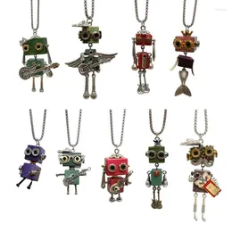 Colliers pendentifs Collier de robot à vapeur en bois fait à la main Chaîne de clavicule de longueur réglable