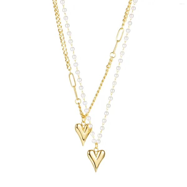 Pendentif Colliers Accessoires d'ornement suspendus Bijoux en forme de coeur d'amour avec couleur en acier doré pour robes de soirée bretelles robe t-shirt