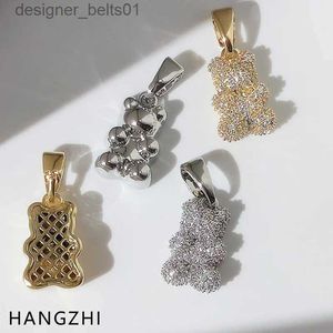 Collares colgantes HANGZHI nuevo Color de circonio resina oso de goma colgante gargantilla cadena de clavícula collar con dije Tren joyería regalo para mujer niña 2021L231215