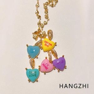 Hanger kettingen hangzhi gepersonaliseerde macaron alfabet liefde kleurrijk ketting ontwerp trendy diy voor vrouwen meisjes cadeau feest sieraden zomer