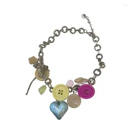 Colliers pendants Harajuku Love Heart Collier Colore Colorful Neckwear Metal Chain Chain Y2K Bijoux pour femmes