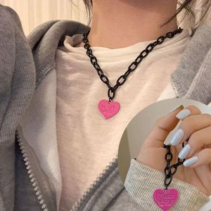 Hanger kettingen Harajuku roze liefde hart ketting voor vrouwen mannen retro punk esthetische metaal choker ketting feest cadeau