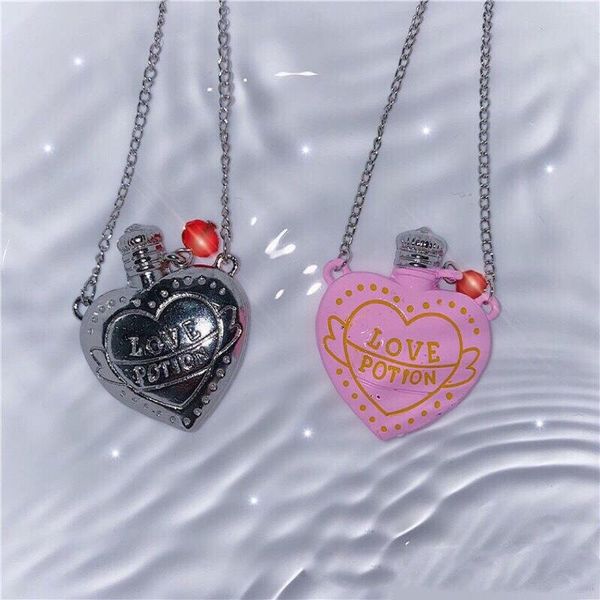 Colliers pendants harajuku y2k bijoux love bouteille rose collier vintage cool anglais aeshtetic tendance pour egirl en gros