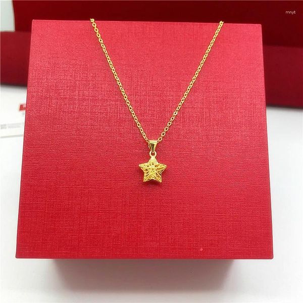 Pendentif Colliers Hard Gold 24K Collier Femme Plaqué Or Fausse Étoile Xiangyun Verrouillage Chaîne De Clavicule Ne Se Décolore Pas