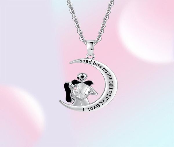 Pendentif Colliers Harong Cauchemar Avant Noël Crâne Pour Femmes Lune Forme Couple Collier Mode Amour Mots Bijoux Cadeau274v7949209