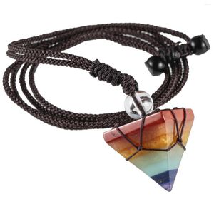 Hanger kettingen genezing 7 chakra kristalsteen piramide gevormde natuurlijke edelsteen ketting met verstelbare koord vrouwen mannen sieraden unisex