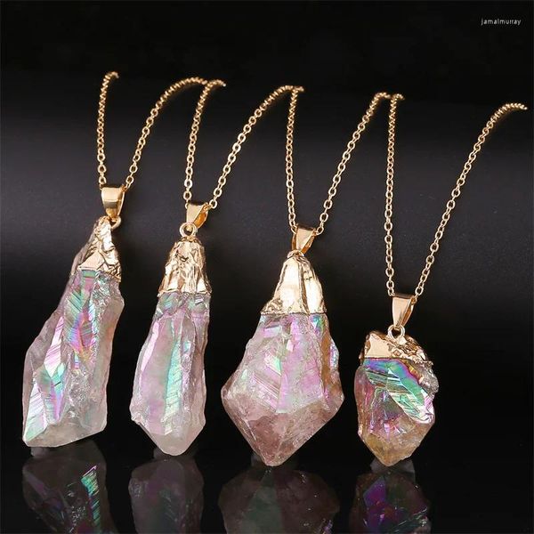 Collares colgantes Collar de piedra de cristal curativo para mujeres Irregular Genuino Natural Reiki Charm Jewelry