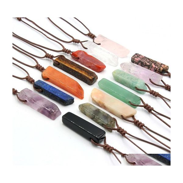 Colliers de pendentif guérison en pierre naturelle minéral Irregar Rec Quartz Pendum Amazonite Tiger Eye Lapsi Pink Crystal 2021 T2 Drop délivre Dhlob