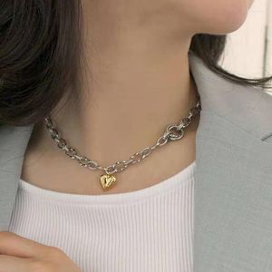 Pendentif Colliers Chaîne Coeur Pour Femmes En Acier Inoxydable Chunky Collier Ras Du Cou Punk Cool Été Tendance 2023