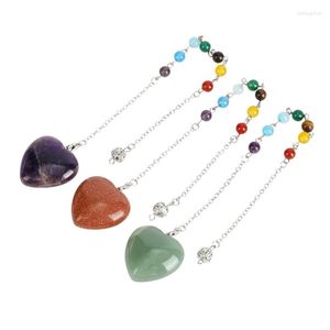 Pendentif Colliers Coeur Chakra Cristal Pendule Pour Radiesthésie Divination Reiki Pierre Naturelle Améthystes Quartz Rose Bijoux De Guérison Spirituelle