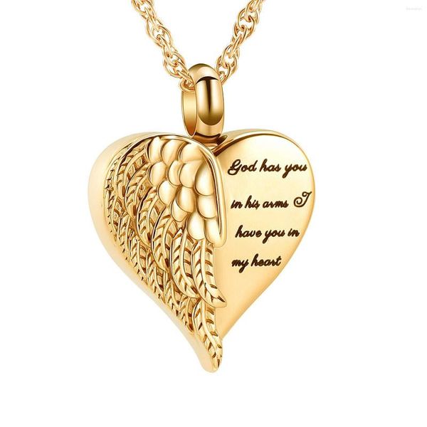 Pendentif Colliers Coeur Crémation Bijoux Pour Cendres Personnalisé Angel Wing Urne Collier Souvenir Mémorial Titulaire Charme