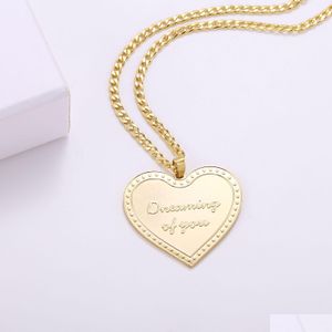 Hanger kettingen hart op maat voor mijn zus charme diep gegraveerd 18k goud vergulde waterdichte sieraden ketting firend cadeau 230831 drop dhdkt