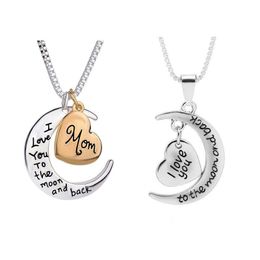 Colliers de pendentif Colliers de coeur Collier Party Favor I Love You To the Moon and Back Mom Pendants Mother Day Gift Drop Livrot Dh9in