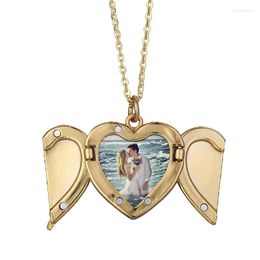 Colliers pendentif coeur serrure opene collier en métal de sublimation