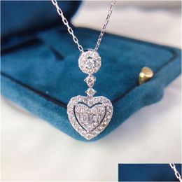 Colliers de pendentif coeur Love Lab Diamond CZ 925 Sterling Sier Party Pendants Chain Collier pour femmes Bridal Fine Jewelry Drop délivre DHP2B