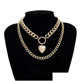 Hanger Kettingen Hart Liefde Ketting Medaillon Gouden Kettingen Mtilayer Chokers Vrouwen Hip Hop Mode-sieraden Drop Levering Hangers Dhbib