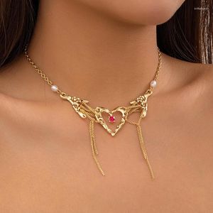 Colliers pendants coeur amour collier de glands femmes Bridal Goth Vintage Choker Sweet Charms Clavicules Chaîne Bijoux Cadeaux