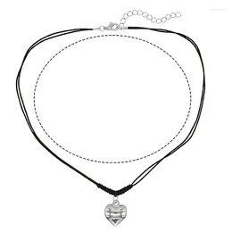 Colliers pendants Collier de coeur Corde noire femme accessoire de la mode