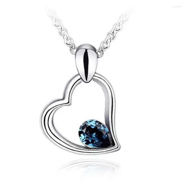 Pendentif colliers collier coeur vendre argent plaqué bijoux élégants pendentifs en cristal autrichien femmes bijoux