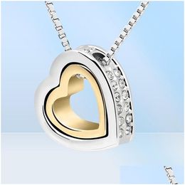 Colliers de pendentif Collier coeur Femmes Sier 18K Gold plaque de bijoux de créateurs Crystal Pendants Jewellery Valentine039s Day A7978066 Dr Oteoh