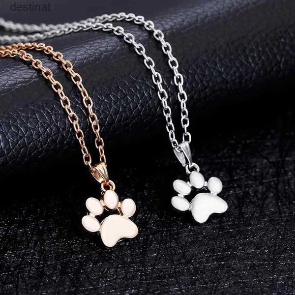 Pendentifs de collier Coeur colliers pendentifs bijoux pour femmes longue chaîne pull collier mode mignon animaux chiens empreintes patte pendentif collier L242313