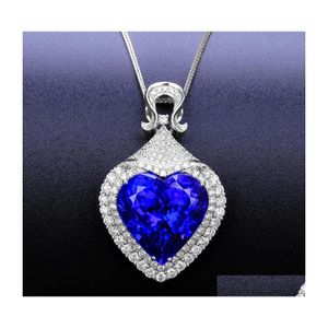 Pendentif Colliers Coeur De L'océan Bleu Amour Collier Pour Les Femmes De Noce Bijoux Cristaux Vipjewel Drop Delivery Pendentifs Dhecp