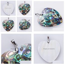 Pendentif Colliers Coeur Paua Shell Accessoires Faits À La Main Mosaïque À Carreaux Abalone Bohème Pendentifs Bijoux Cadeaux 5 Pièces Drop Delive Dhlso