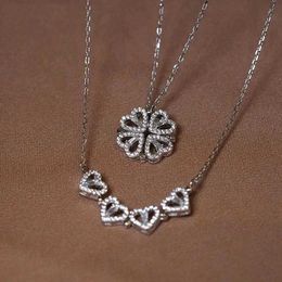 Colliers pendants en forme de coeur à quatre feuilles Collier pendentif Collier en argent bijoux en or zircon Les femmes adorent les cadeaux de chaîne de clavicule ouverts ChokerJewelry Q240525