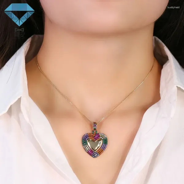 Colliers pendentiels en forme de coeur Amour deux couleurs électropliées micro-collier de zircon mixte incrusté xian