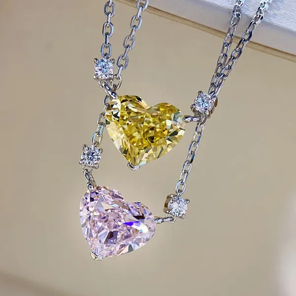 Pendentif Colliers en forme de coeur violet Zircon collier Boutique bijoux cadeau d'anniversaire fête formelle chaîne de cristal éblouissante