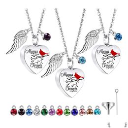 Colliers pendants Collier d'urne coeur pour cendres avec 12 pierres de naissance Crémation bijoux - Toujours dans mon esprit dans la livraison de drop bijoux collier dhcqb