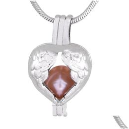 Pendentif Colliers En Forme De Coeur Médaillon Cage Belle Symbole Style Ailes Coeur Ruban Ajustement Charmes P170 Drop Delivery Bijoux Pendentifs Dhgau