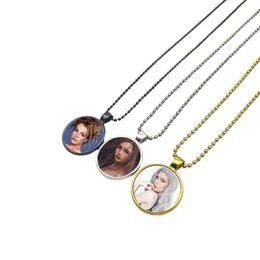 Pendentif Colliers Collier De Transfert De Chaleur Sublimation Blanc Métal Rond Bijoux De Mode Accessoires Creative Cadeau Drop Delivery Pendan Dhuyw