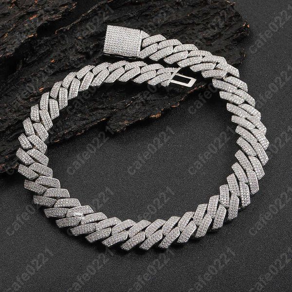 Collares colgantes más pesados Big Guy 20 mm de 4 filas Diamantes Collar Cubano Sterling Sier helado VVS Moissanite Diamond Cuban Link Chain 240309