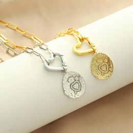 Pendentif Colliers Hecheng Gold Couleur Collier de coeur pour femmes filles cristal zircon bijoux faits à la main de haute qualité en gros cadeau