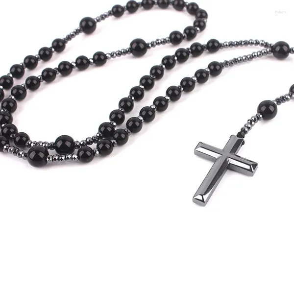 Colliers pendentifs Collier de prière hématite pour collier religieux chapelet croisé