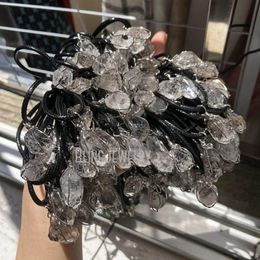 Hanger kettingen Herkimer diamanten ketting zilverdraad gewikkeld echte natuurlijk rauw kristal edelsteen gelaagd met zwart lederenpendant