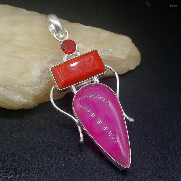 Pendentif Colliers Hermosa Bijoux Botswana Agate Corail Rouge Grenat Argent Couleur Charme Collier Pour Femmes Cadeaux 20234623