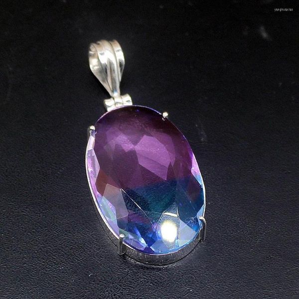 Pendentif Colliers Hermosa Bijoux Élégant Ensoleillé Dichroïque Verre Argent Couleur Charme Collier Pour Femmes Cadeaux 20224691