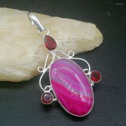 Pendentif Colliers Hermosa Bijoux Naturel Rare Botswana Agate Rouge Grenat Argent Couleur Charme Collier Pour Femmes Cadeaux 20224701